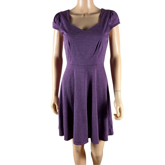 GILLI Cap Sleeve Purple Knit Mini Dress SMALL - Picture 1 of 6